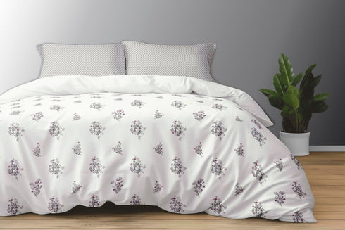 Florida Denver 100% Pure Cotton 210 TC King Size Bed Sheet Set with Coordinated Pillow Covers